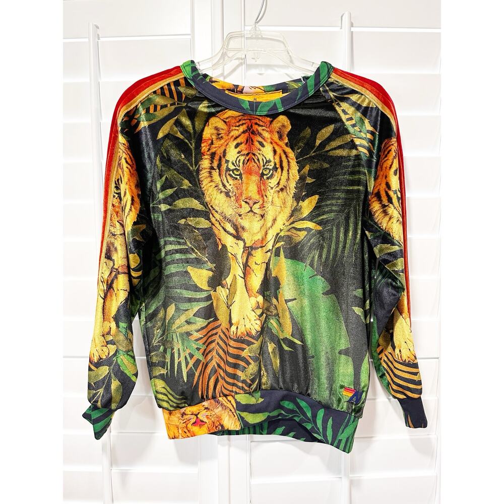 Aviator Nation Jungle Classic Velvet Tiger Sweatshirt M Made in USA Unisex